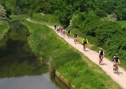 biking on the canal towpath